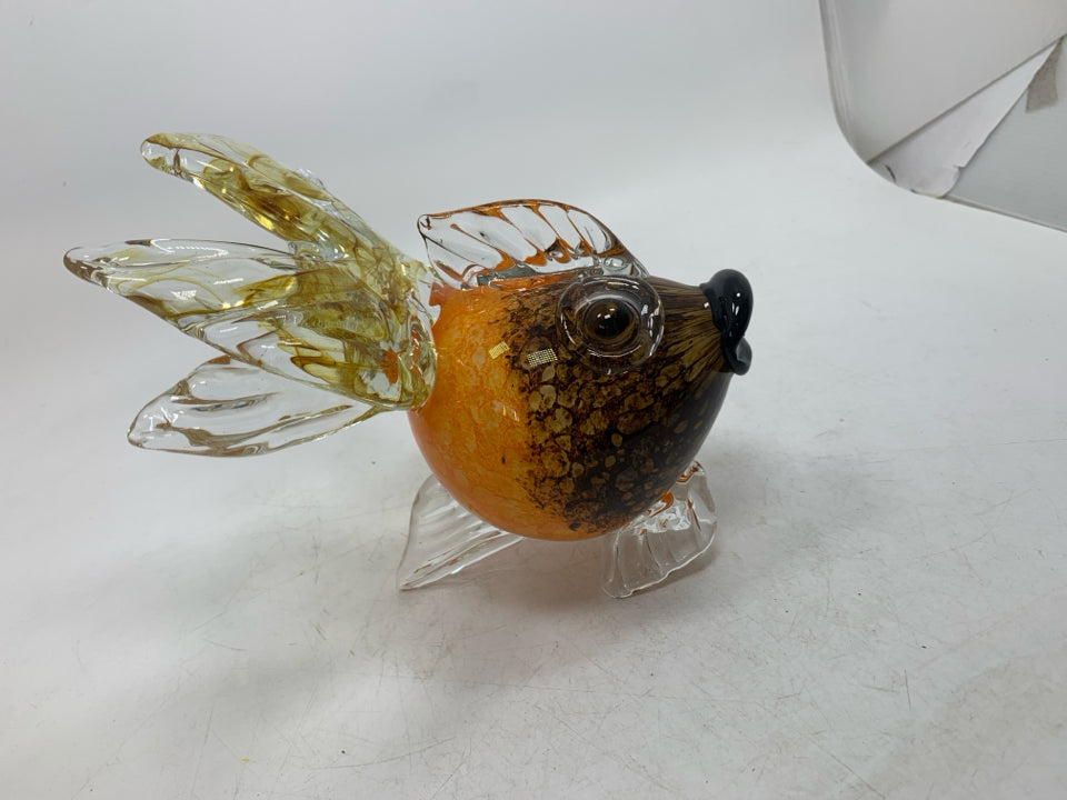 GLASS ORANGE PUFFER FISH.