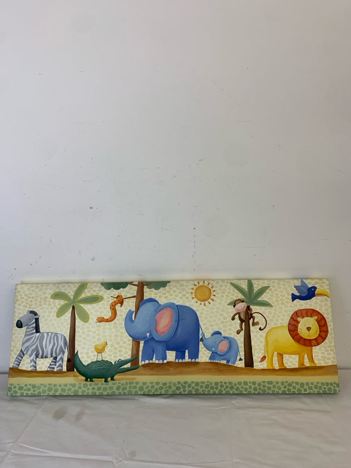 ASSORTED ANIMALS WALL CANVAS W/ TREES.