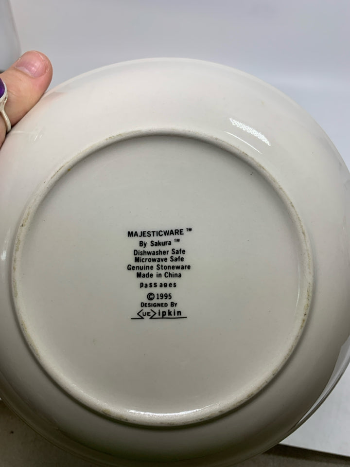 4 SHALLOW COLORFUL RIM BOWLS.