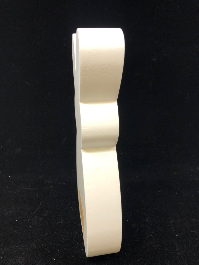 WOODEN GLITTER BUNNY FIGURINE.