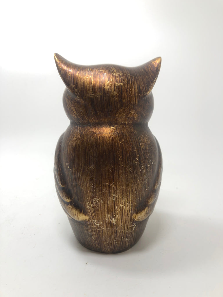 BRONZE BRUSHED OWL FIGURINE.