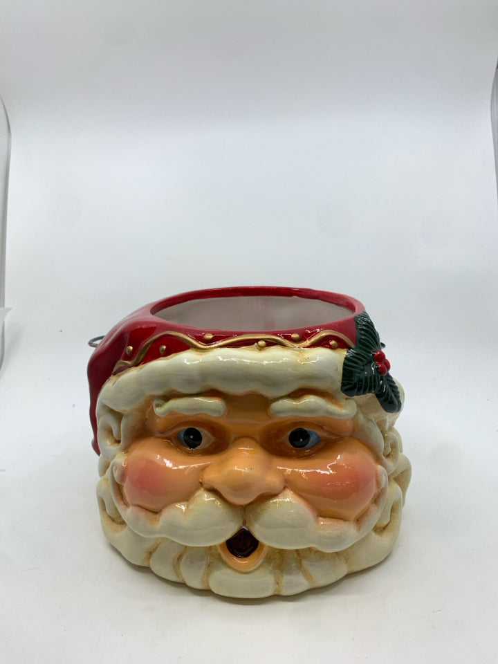 CERAMIC SANTA HEAD BASKET.