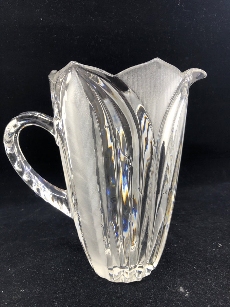 HEAVY FROSTED GLASS PITCHER.