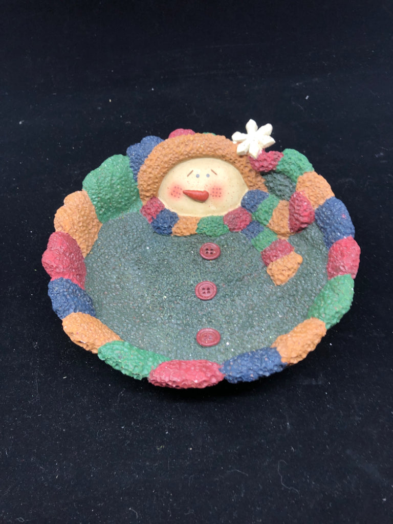 HEAVY RESIN SNOWMAN CANDY BOWL.