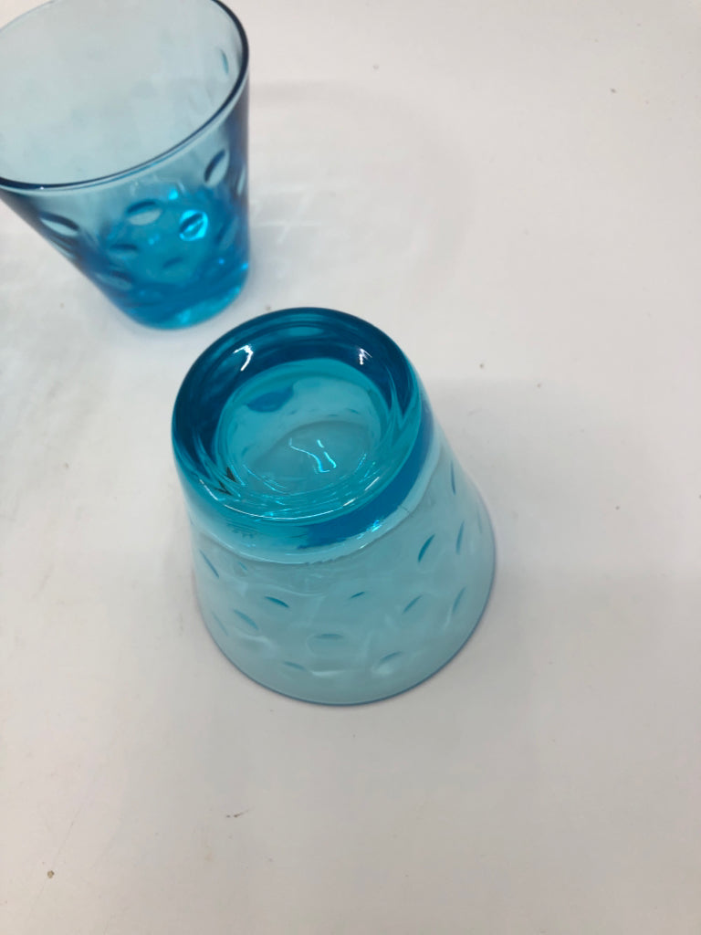 4 VTG LIGHT BLUE JUICE GLASSES.