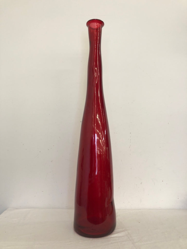 LARGE RED FLOOR VASE.