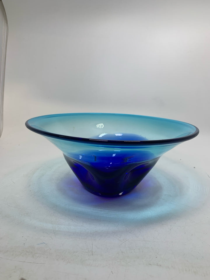 HEAVY DARK BLUE FLARED LIGHT BLUE BOWL.