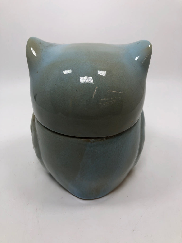 GLAZED OWL CANISTER.