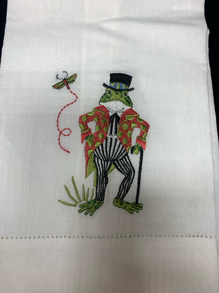 FANCY FROG TEA TOWEL.