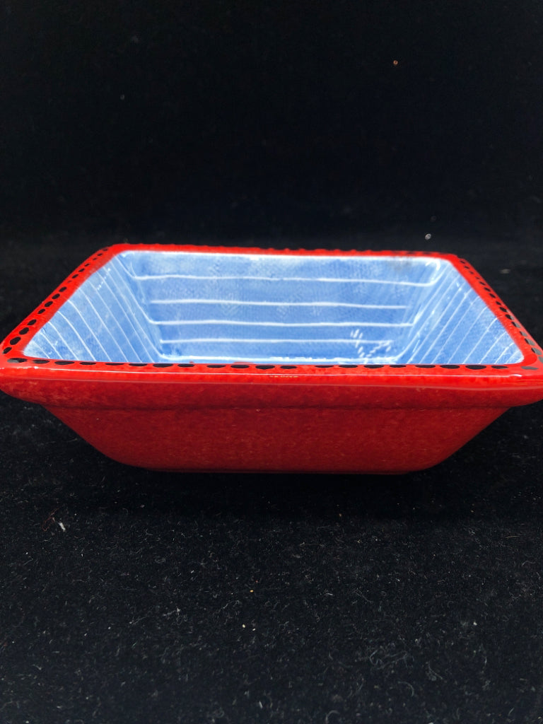 SMALL SQUARE SNOWMAN "JOY" DISH.