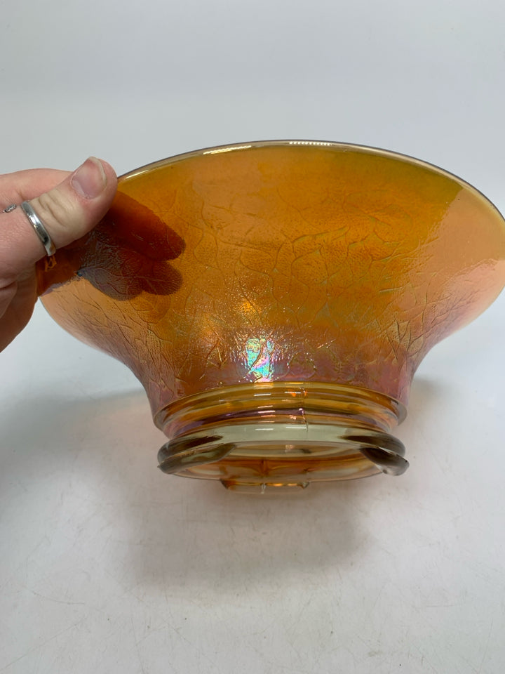 VTG MARIGOLD GLASS FOOTED SERVING BOWL.