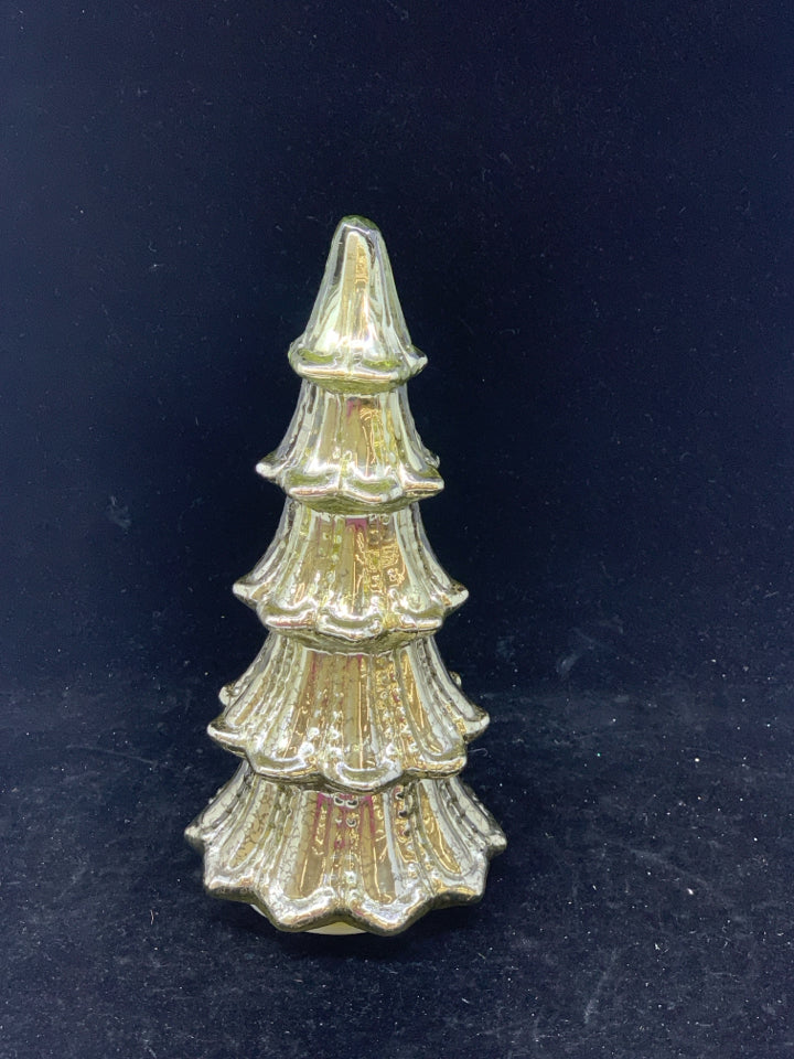 GOLD LIGHT UP MERCURY GLASS TREE.