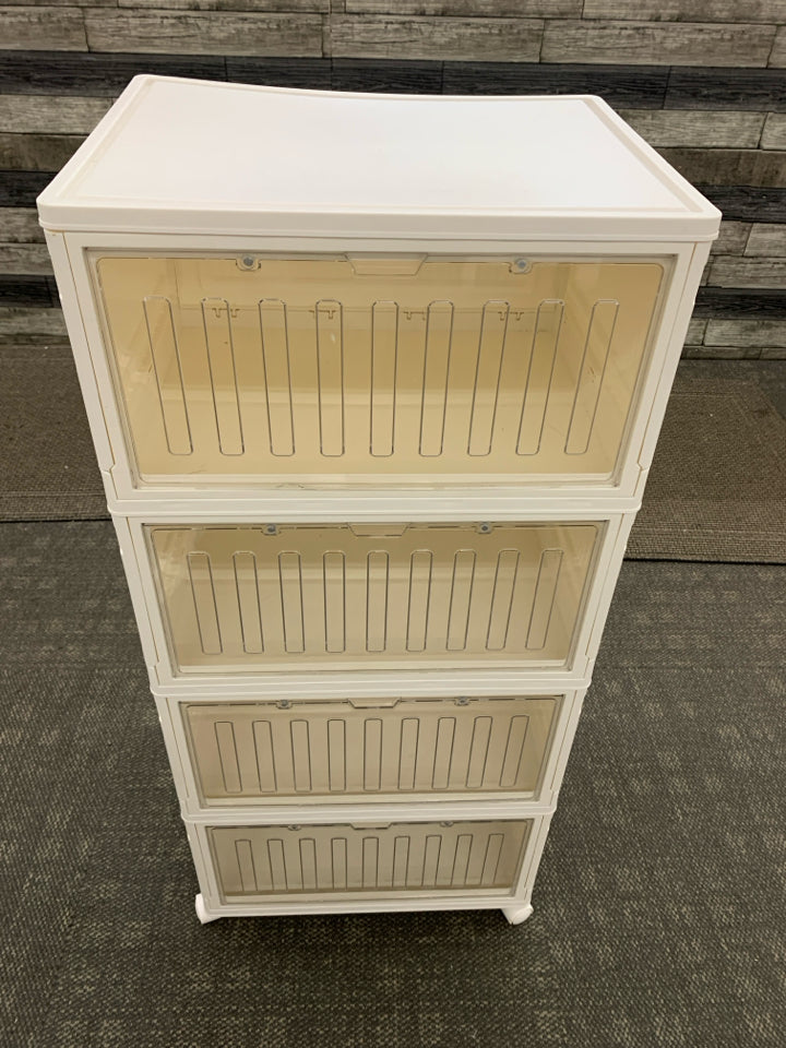 4-DRAWER WHITE ROLLING ORGANIZER.