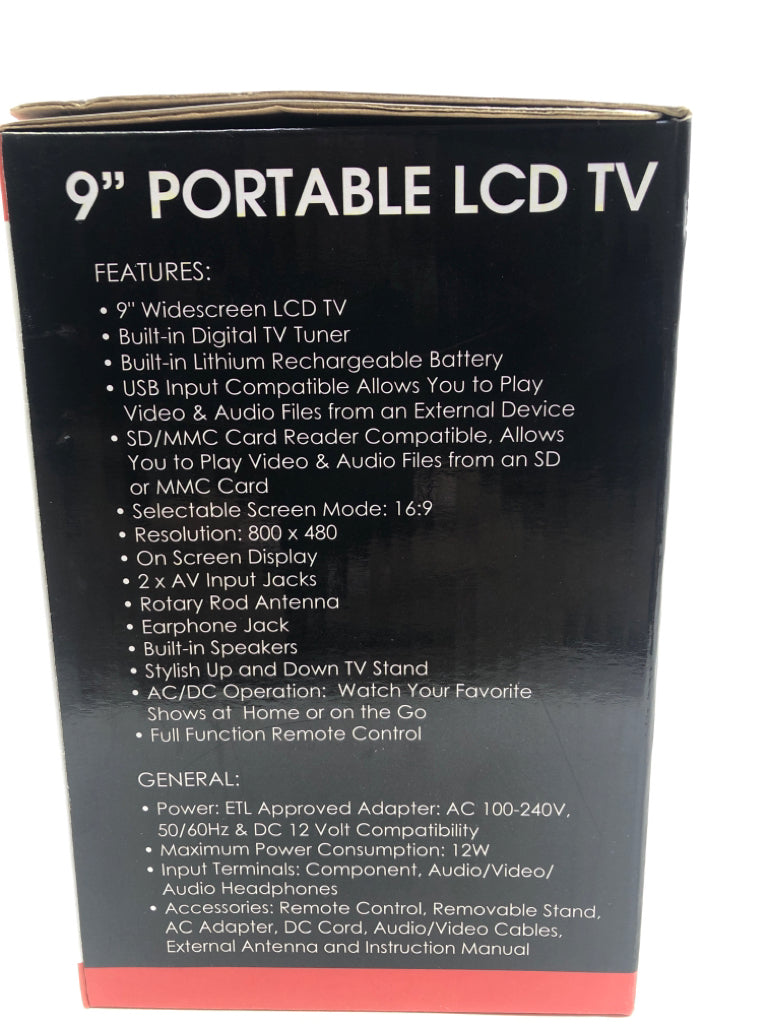 NIB PORTABLE 9" LCD TV.