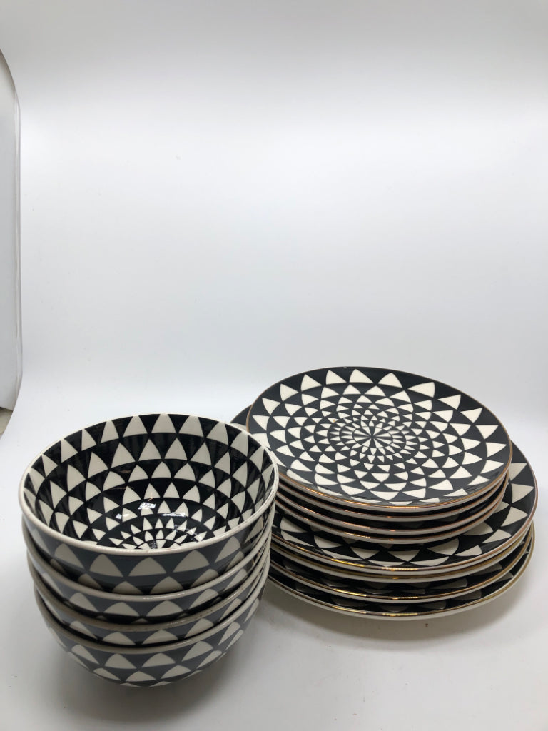 12PC THYME & TABLE GEOMETRIC DINNER SET-SVC 4.