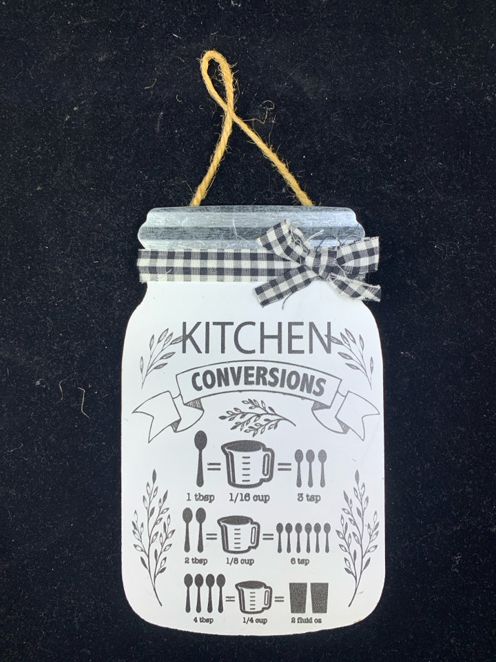 MASON JAR KITCHEN CONVERSIONS WALL HANGING.