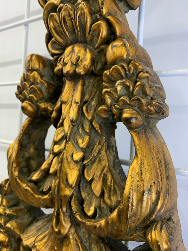 ORNATE GOLD & NARROW RECTANGULAR MIRROR.
