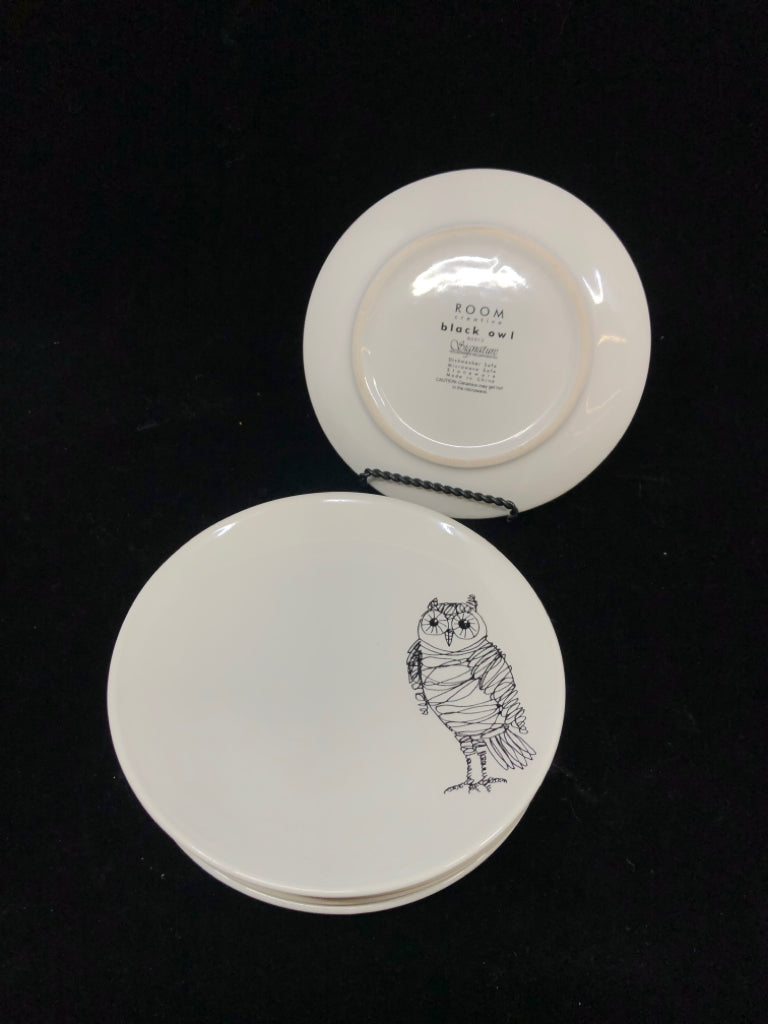6 BLACK OWL APPETIZER PLATES.