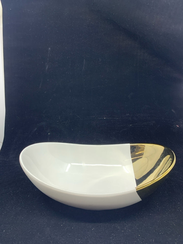 OVAL WHITE W GOLD ACCENT BOWL.