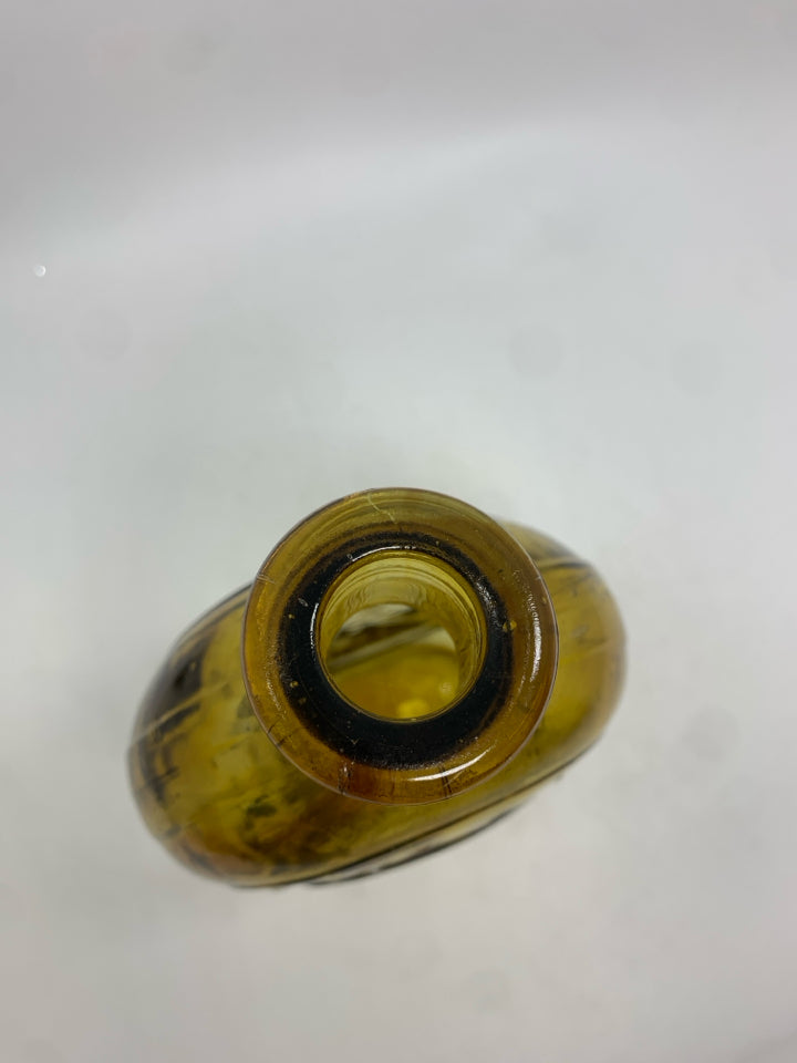 VTG PATRIOTIC AMBER GLASS BOTTLE.