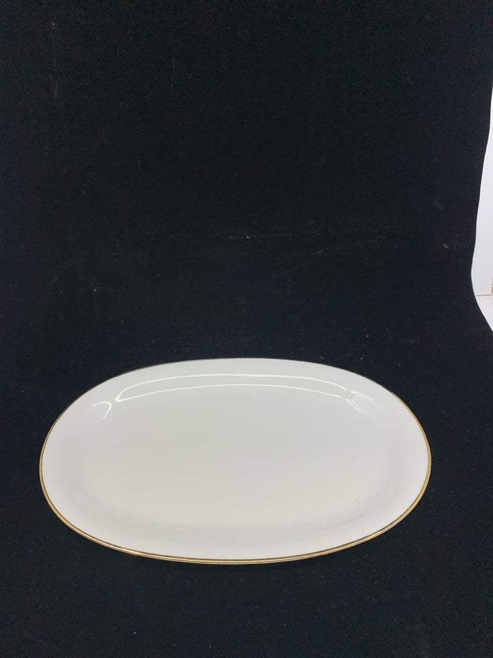 VTG WHITE OVAL PLATTER W GOLD RIM-BAVARIA.