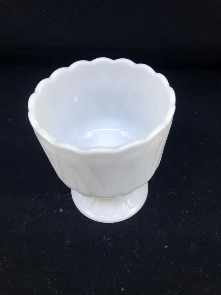 FOOTED MILK GLASS PLANTER.
