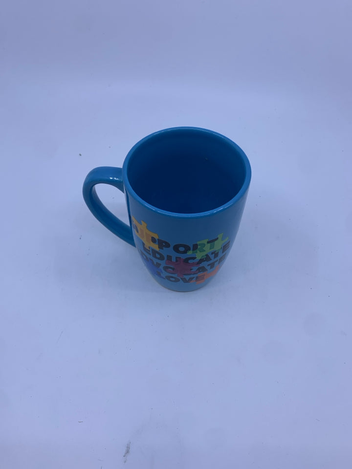 BLUE SUPPORT PUZZLE PIECES MUG.