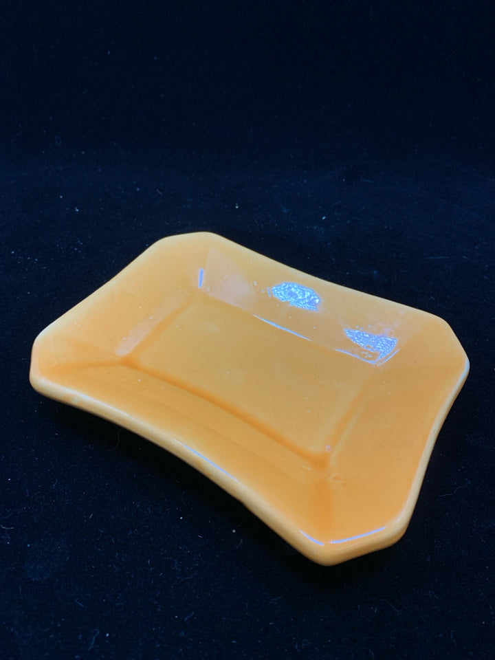 ORANGE CERAMIC SOAP DISH.