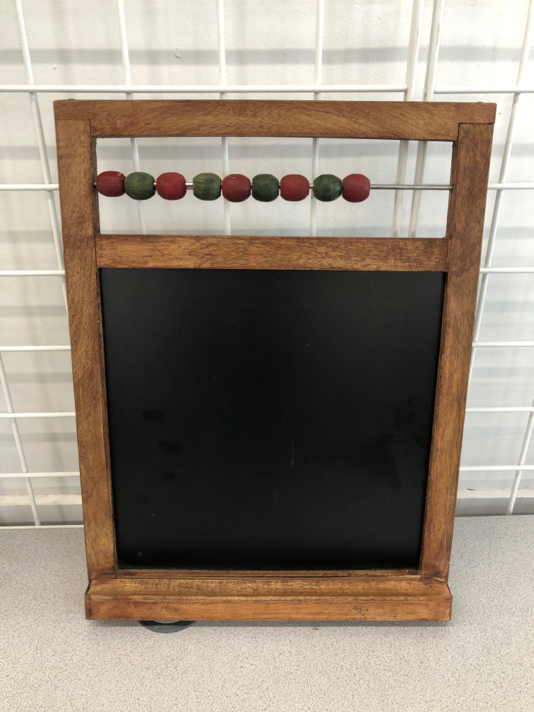 PRIMITIVE CHALKBOARD W/BEADS.