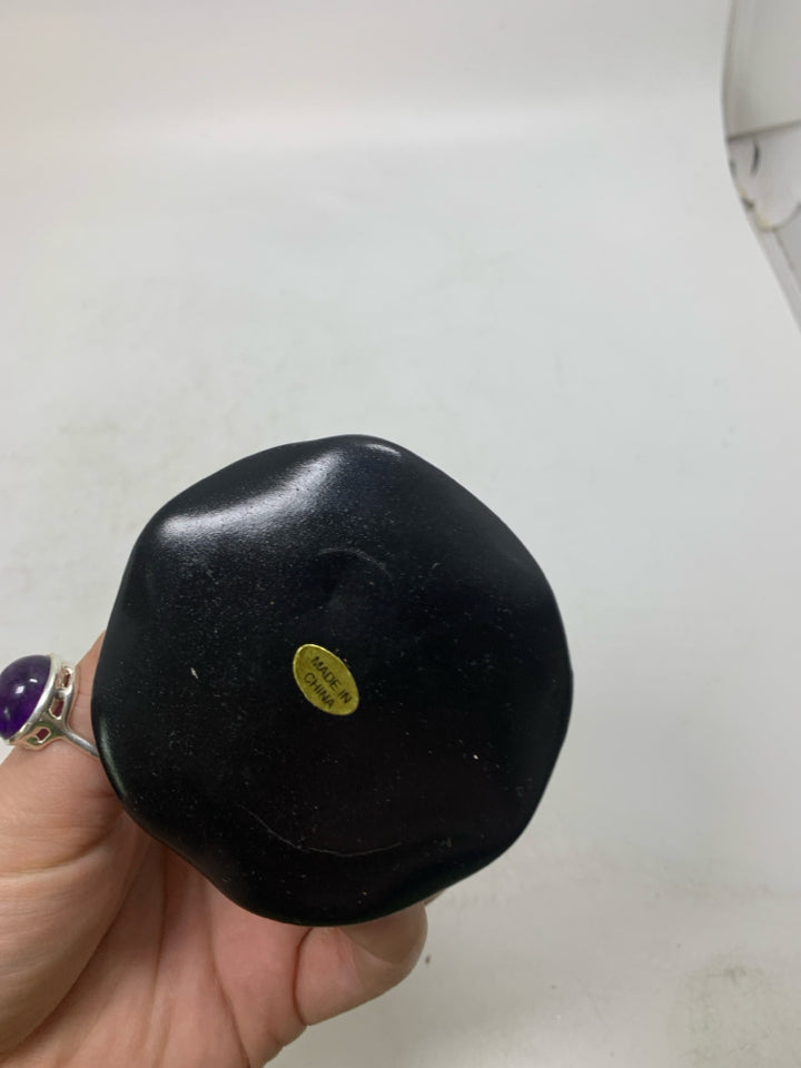 BLACK WITCH HAT CERAMIC TRINKET BOX ORNAMENT.
