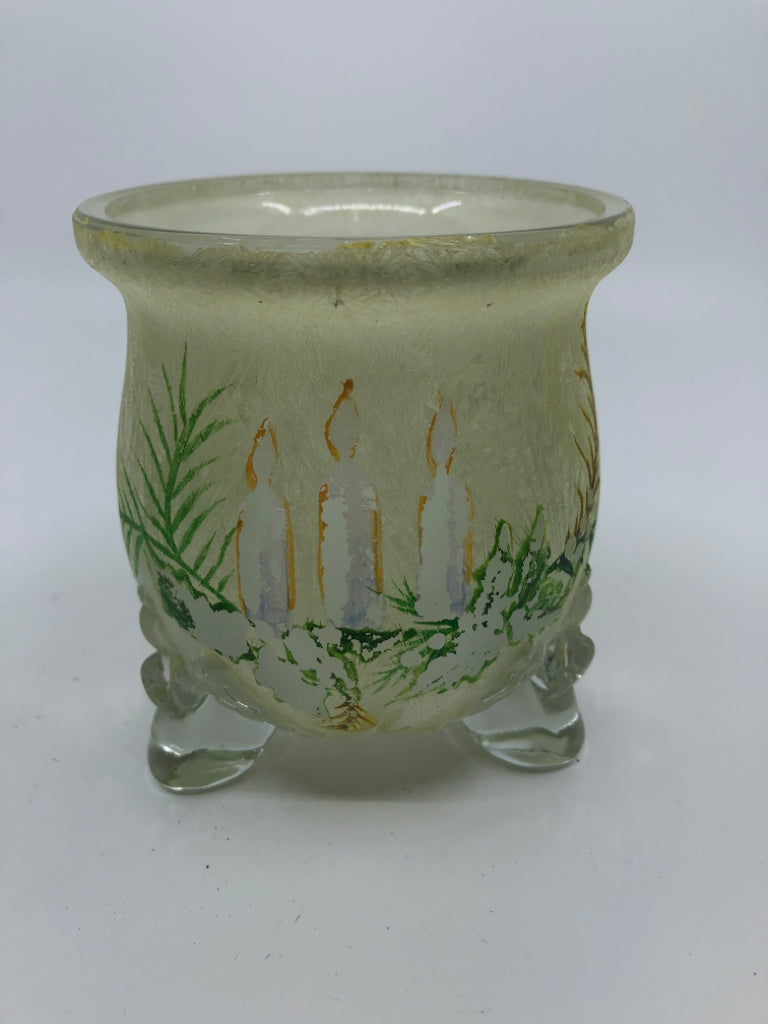 CANDLE PAINTED FOOTED TEA LIGHT HOLDER.