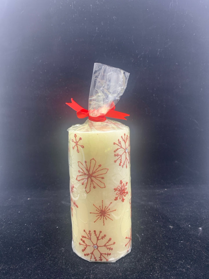 NEW SNOWFLAKE PILLAR CANDLE.