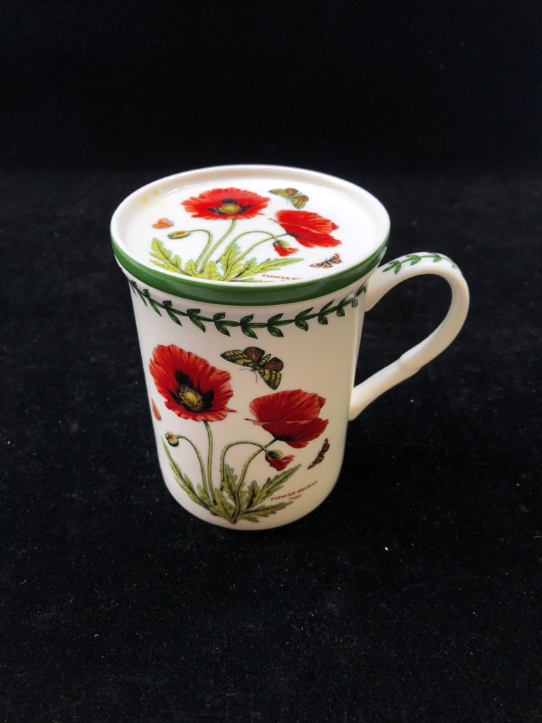 RED POPPY MUG W LID- PORTMEIRION.