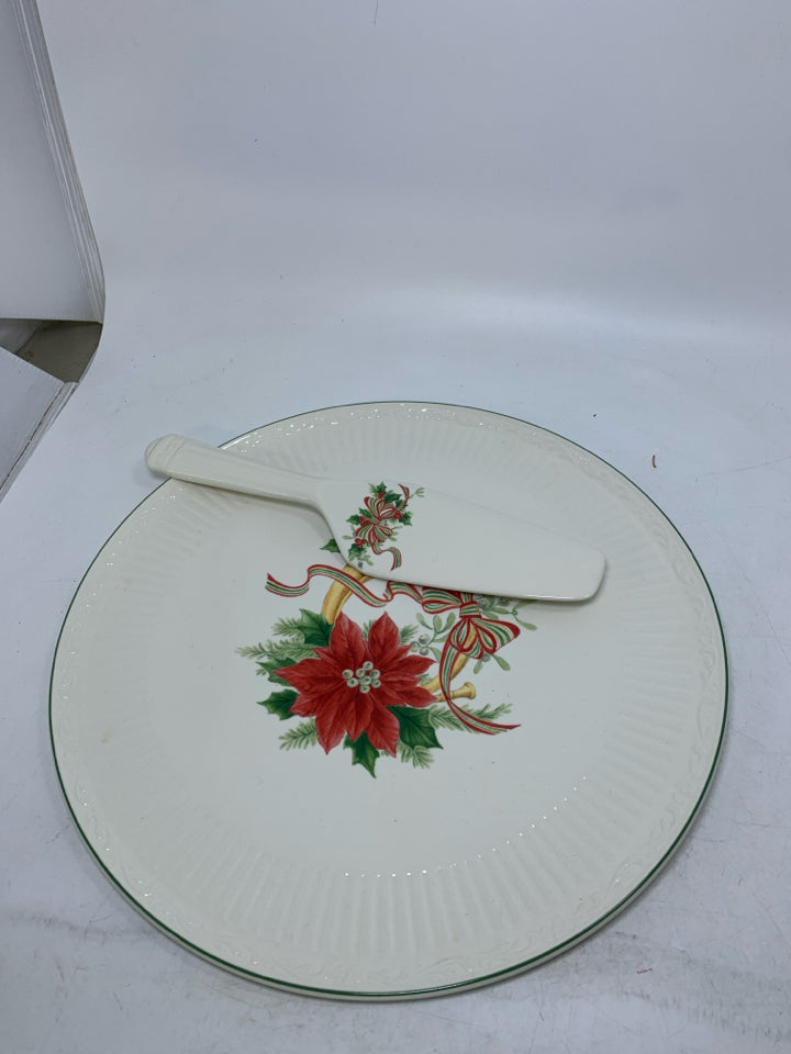 2PC ITALIAN HOLIDAY CAKE PLATE/SERVER.