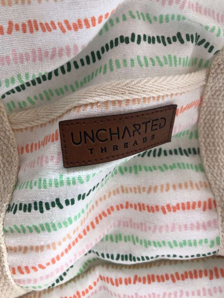 WHITE W/ORANGE GREEN STRIPE COOLER BAG