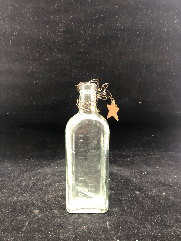 VTG BOTTLE W METAL ACCENT.