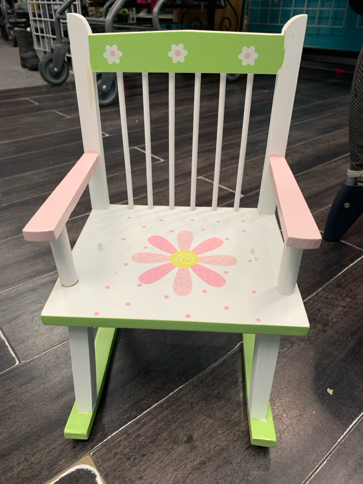 DOLL ROCKING CHAIR GREEN/WHITE