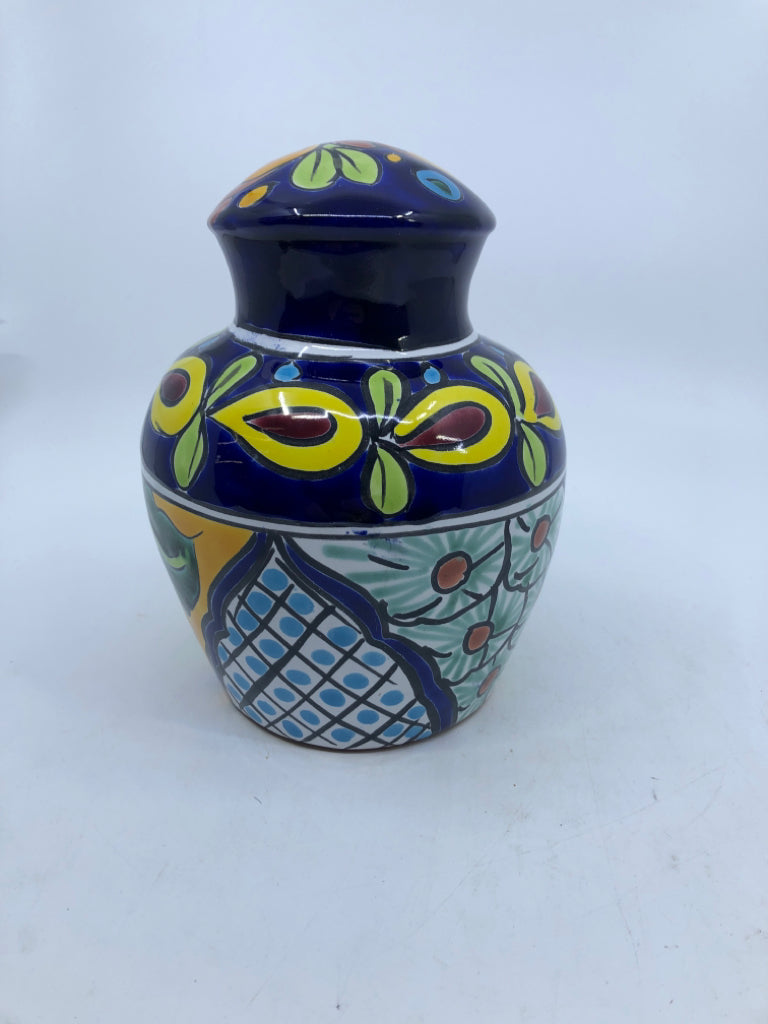 PAINTED POTTERY TEA LIGHT CANDLE HOLDER- MEXICO.