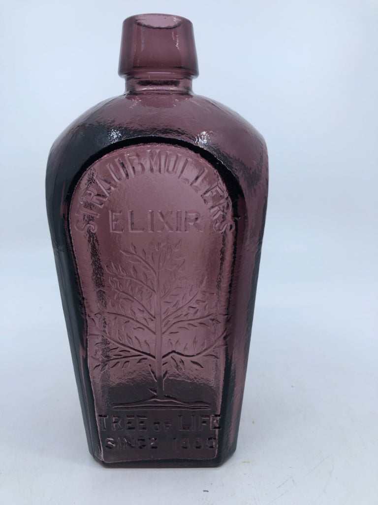 VTG SQUARE PURPLE ELIXIR EMPTY BOTTLE.