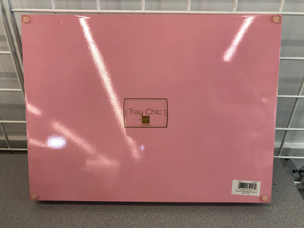 PINK CAKE-PRINT TRAY W/HANDLES.