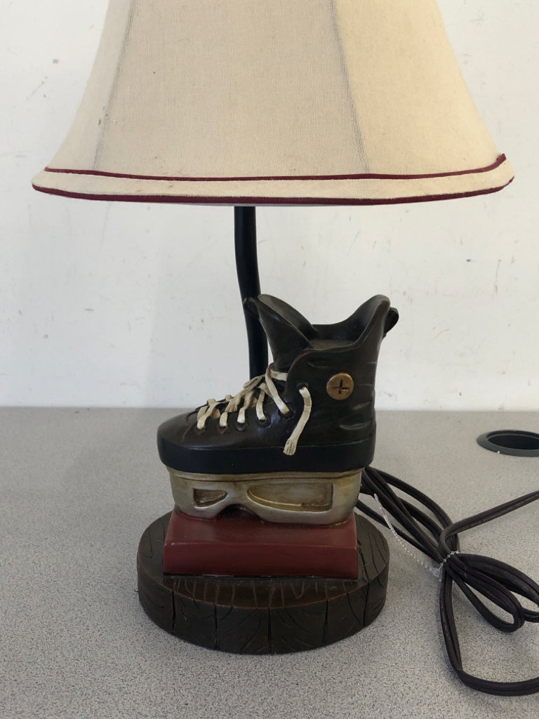 KIDS ICE SKATE LAMP W CREAM SHADE.