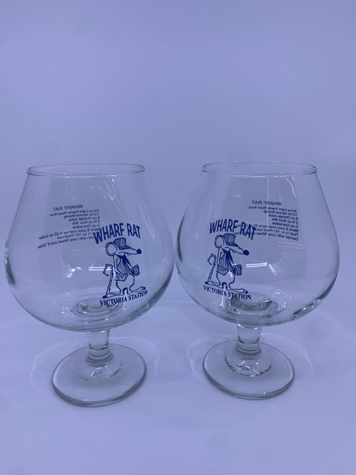 2 WHARF RAT GLASSES W/ RECIPE.