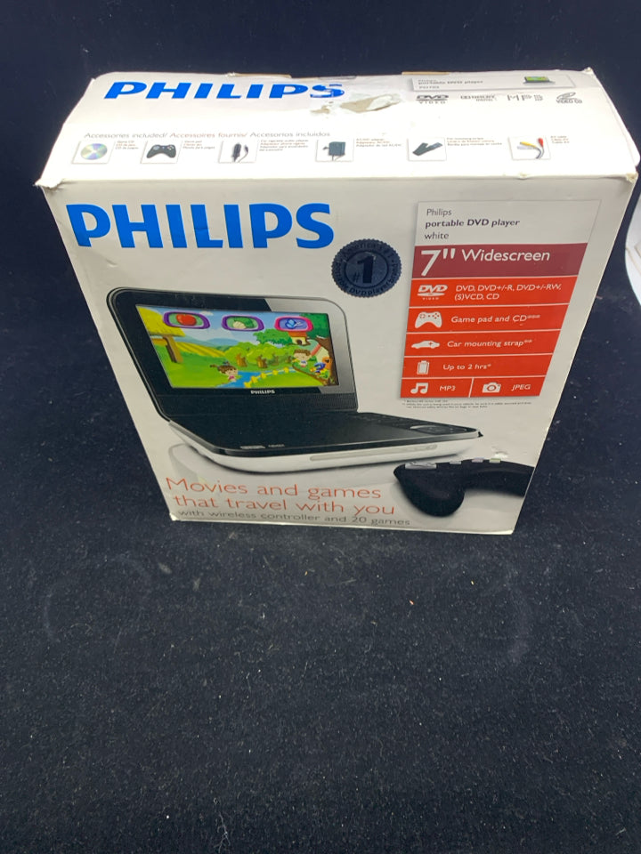 NIB PHILLIPS TRAVEL DVD PLAYER MOVIES AND GAMES.