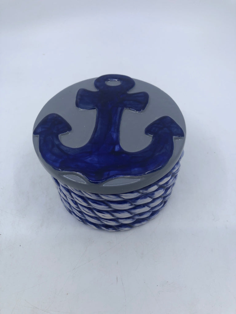 NAUTICAL CERAMIC DISH W/LID.