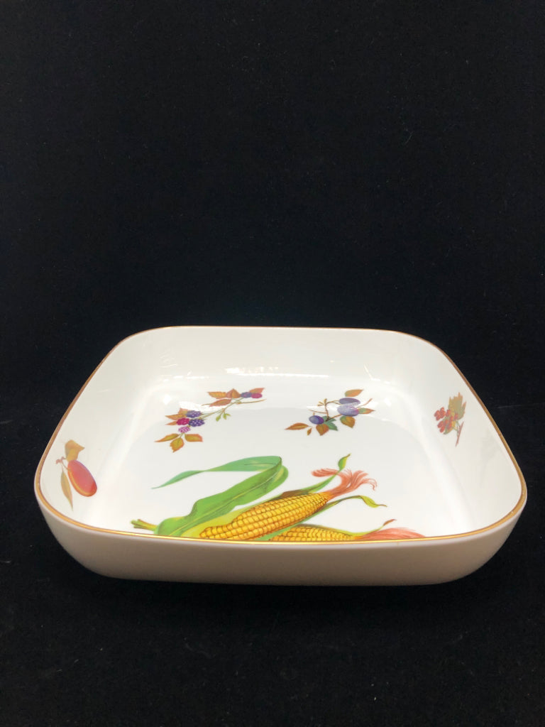 VTG CORN PAINTED SQUARE SERVING DISH.