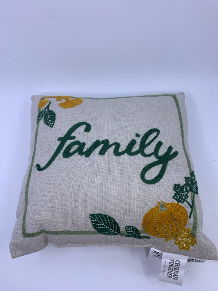 GREEN PUMPKIN FAMILY PILLOW PILLOW.