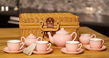Children's Porcelain Play Tea Set - 13pcs, Light Pink