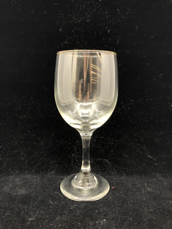 6 GOLD TRIM WINE GLASSES.