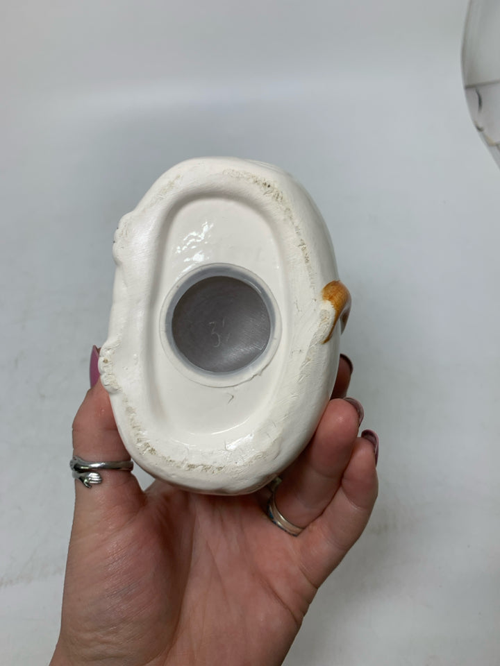 SPOTTED CERAMIC DOG COIN BANK.