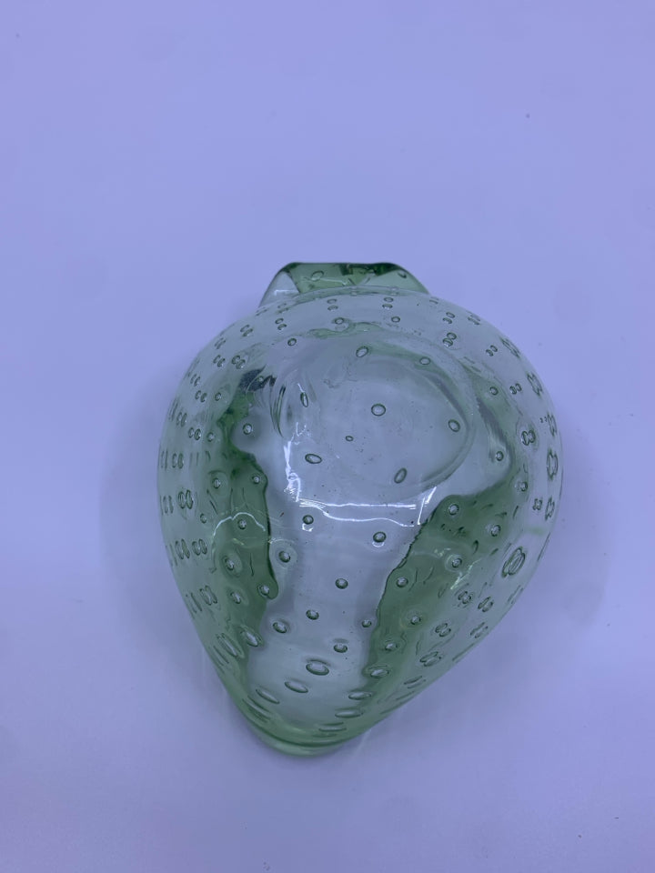 BUBBLE GREEN GLASS BOWL.